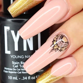 Young Nails cured nail close-up showing durable high-gloss finish and protection