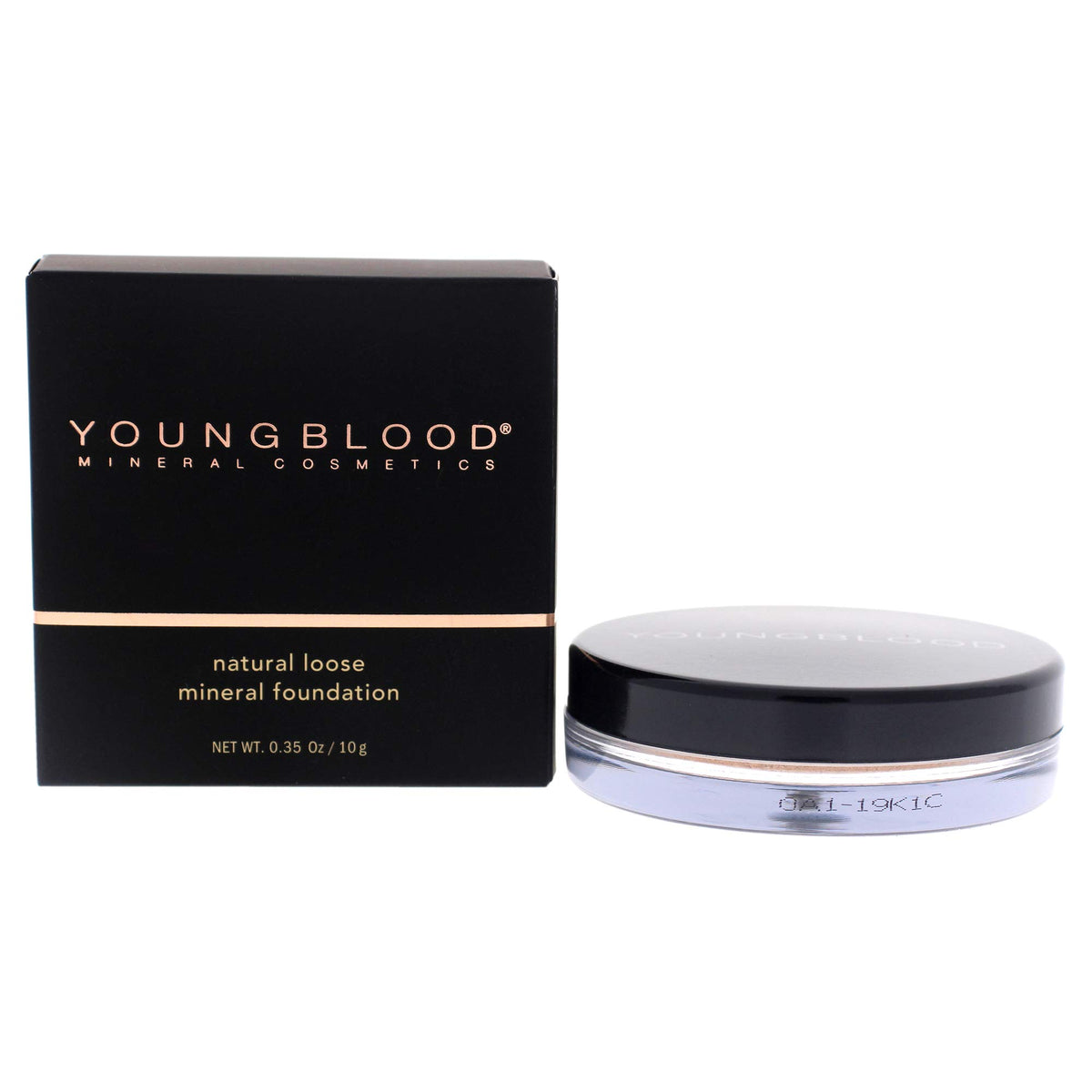 Youngblood neutral loose mineral foundation front packaging showing product and balanced matte finish