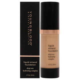 Youngblood bottle on vanity next to plants showing gentle, soothing benefit