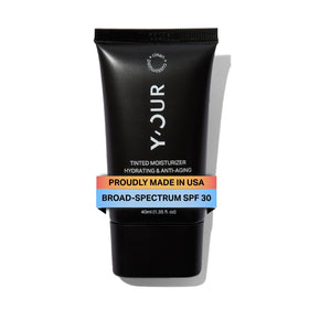 Y'OUR front-facing tube showing product label and medium shade benefit