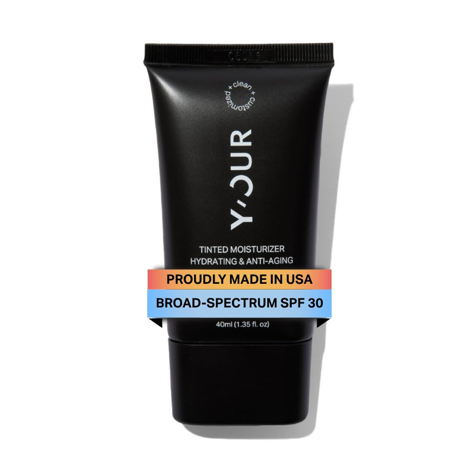 Y'OUR front-facing tube showing product label and medium shade benefit