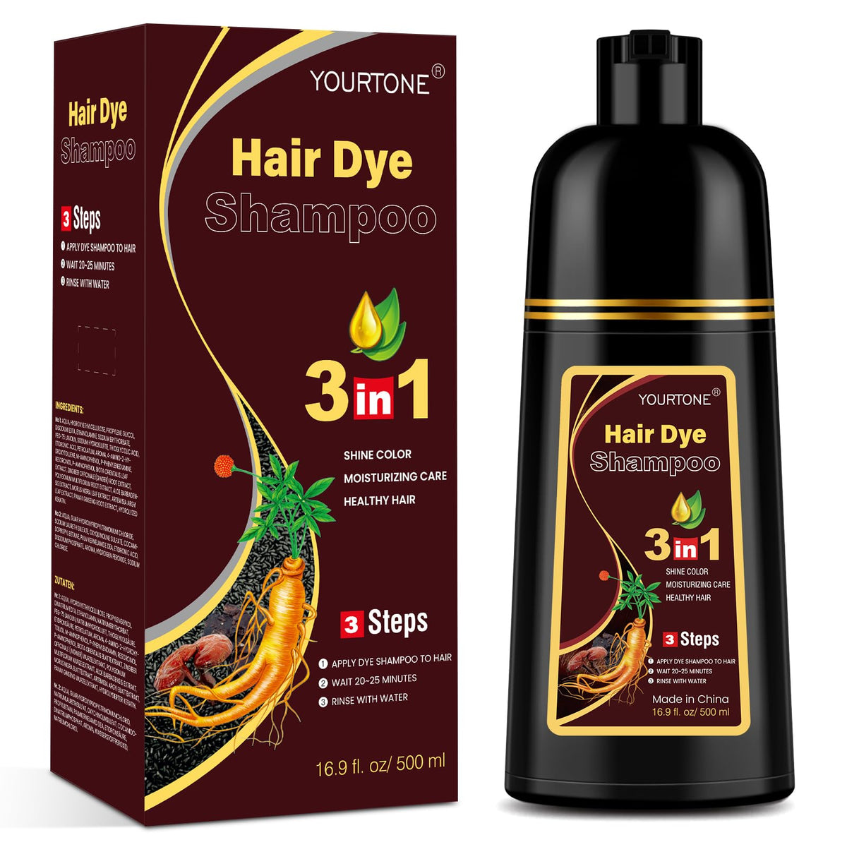 YOURTONE front packaging showing chestnut brown color and benefits