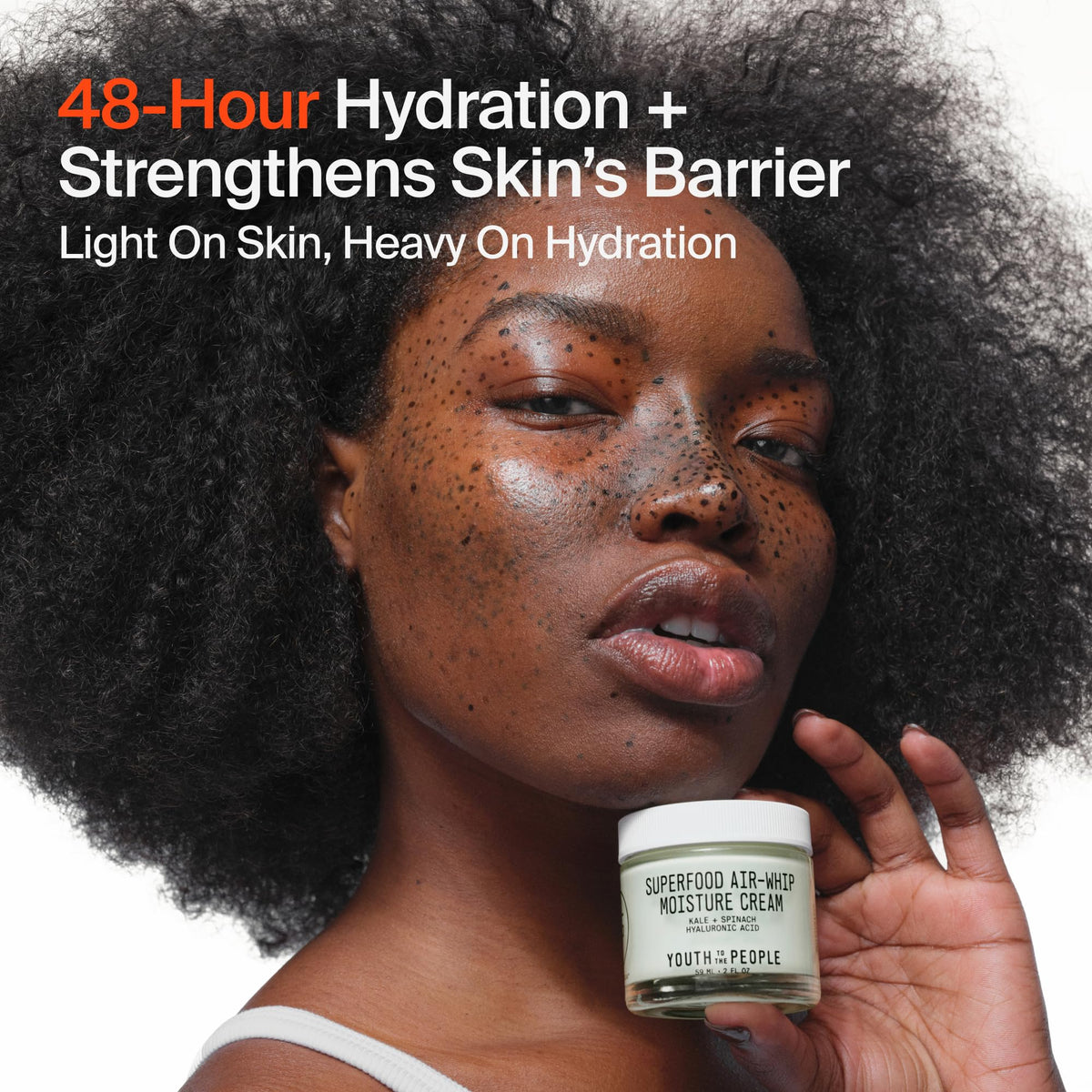 Youth To The People open jar showing airy cream texture and quick absorption