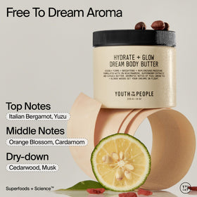Youth To The People cupuaçu and jojoba butters display highlighting nourishing ingredients