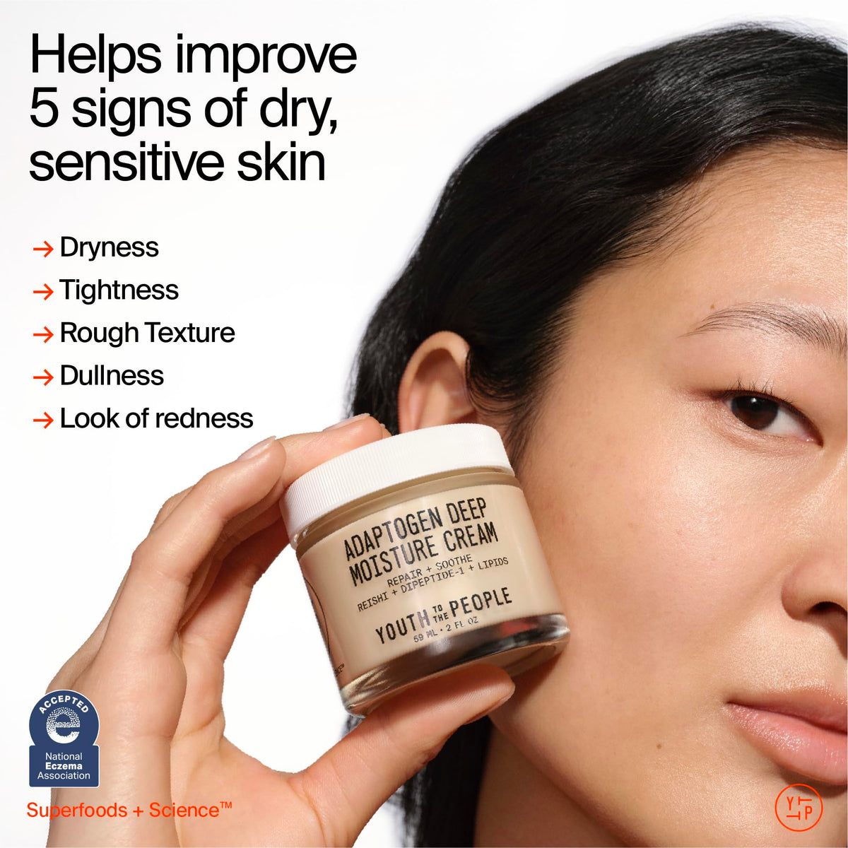 Youth To The People reishi ingredient bottle highlighting soothing benefits