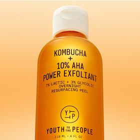 Youth To The People bottle on bathroom shelf illustrating evening routine use