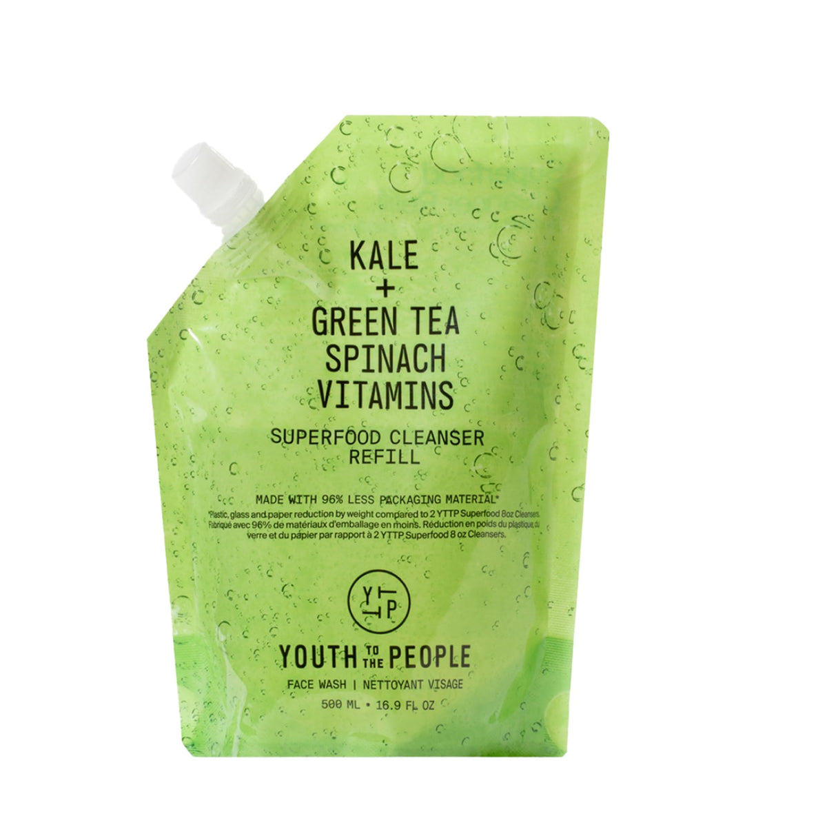 Youth To The People refill pouch front view showing eco refill benefits
