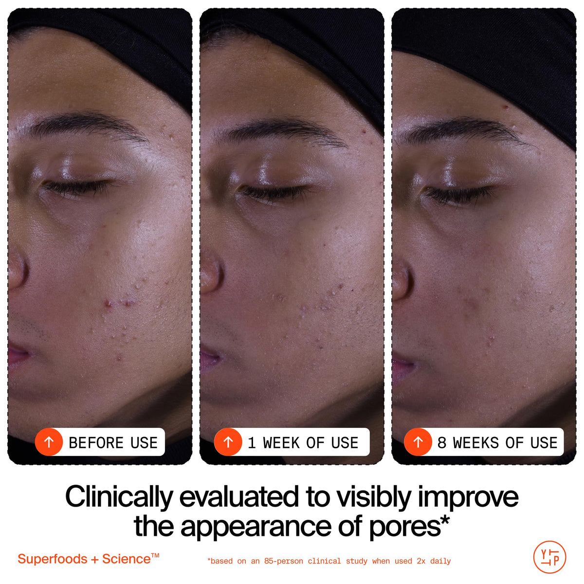 Youth To The People label detail showing AHA BHA complex and clear benefits