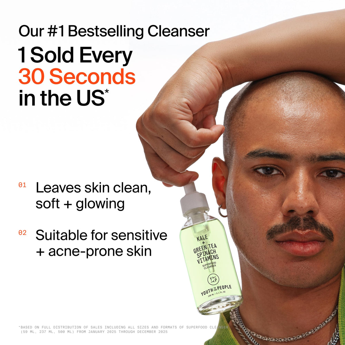 Youth To The People cleanser foamy texture close-up for gentle lather