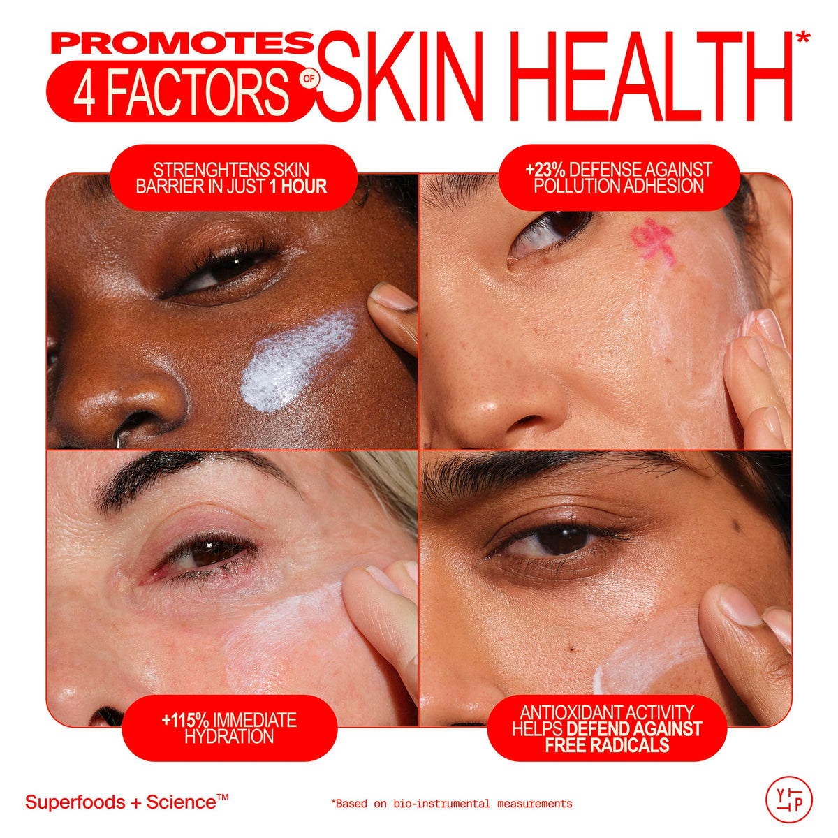 Youth To The People worn under makeup showing priming effect and radiant finish