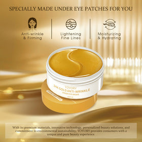 YOYORY patch applied under eye demonstrating secure fit and instant soothing effect