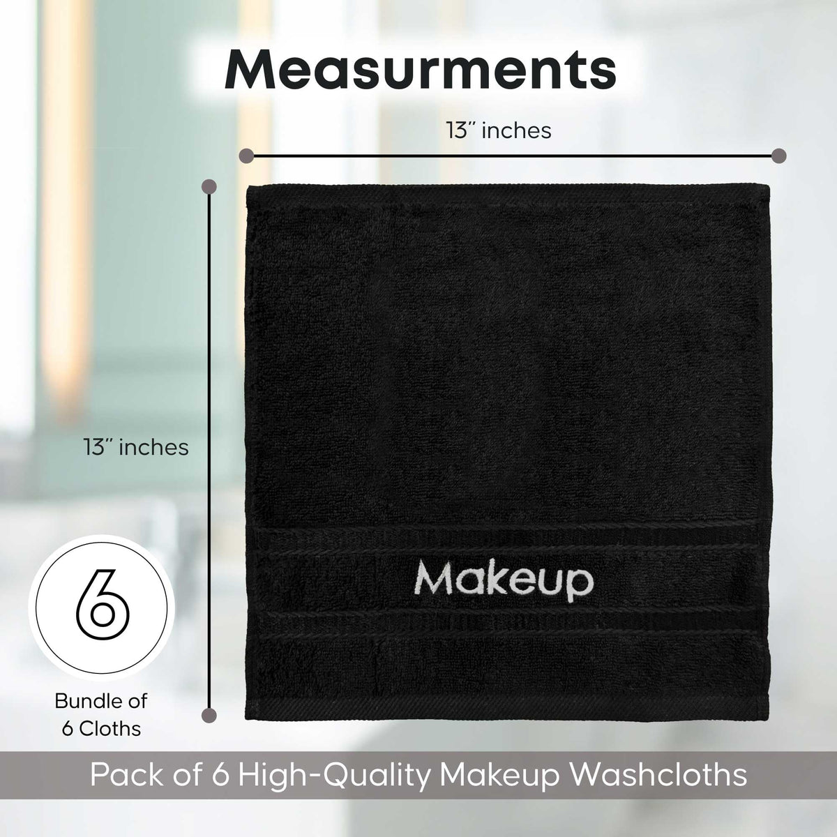 YRALY close-up of embroidered "Makeup" label, clear guest guidance