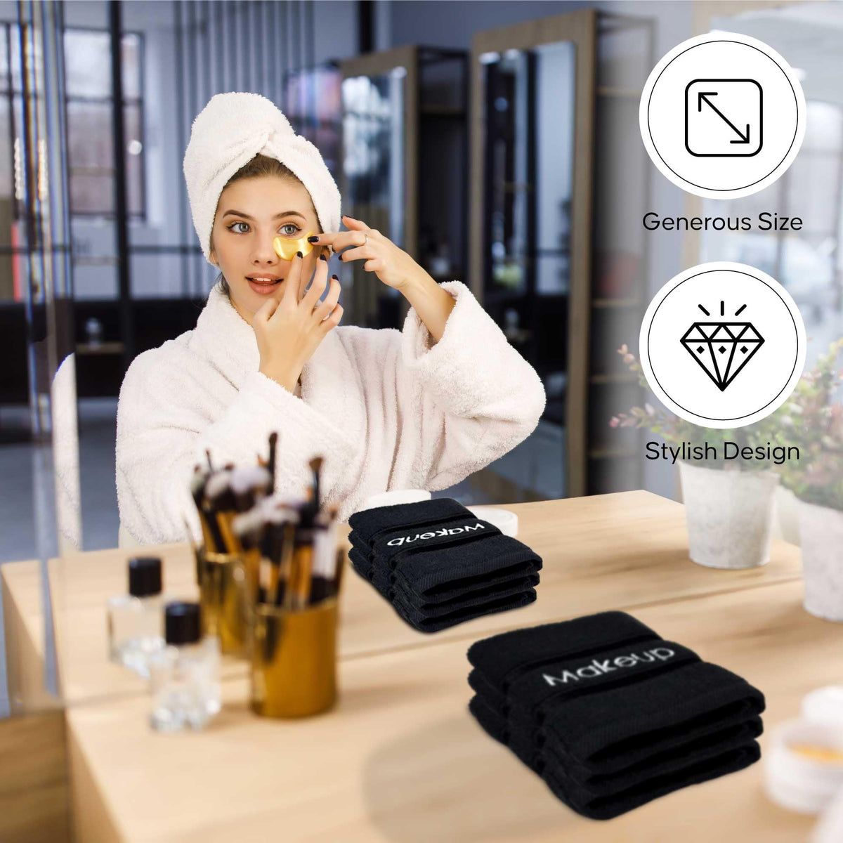YRALY folded set on bathroom shelf, organized guest-ready look