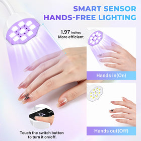 YSC lamp in use curing a hand to demonstrate hands-free smart sensor convenience