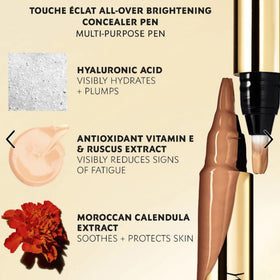 Yves Saint Laurent swatch of light peach texture blended on skin demonstrating natural luminous finish