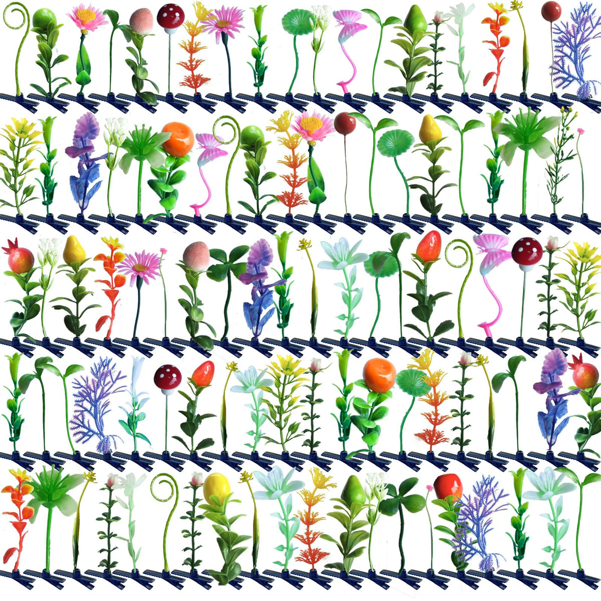 Yszhijia front packaging showing 100 assorted plant hair clips, easy styling