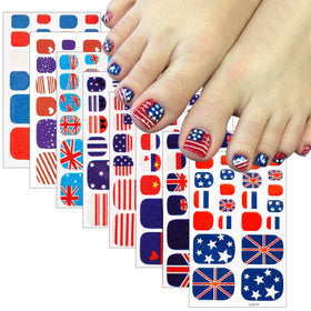 YUEJIMEIGUI front sheet layout showing eight patriotic full-wrap designs for fast application