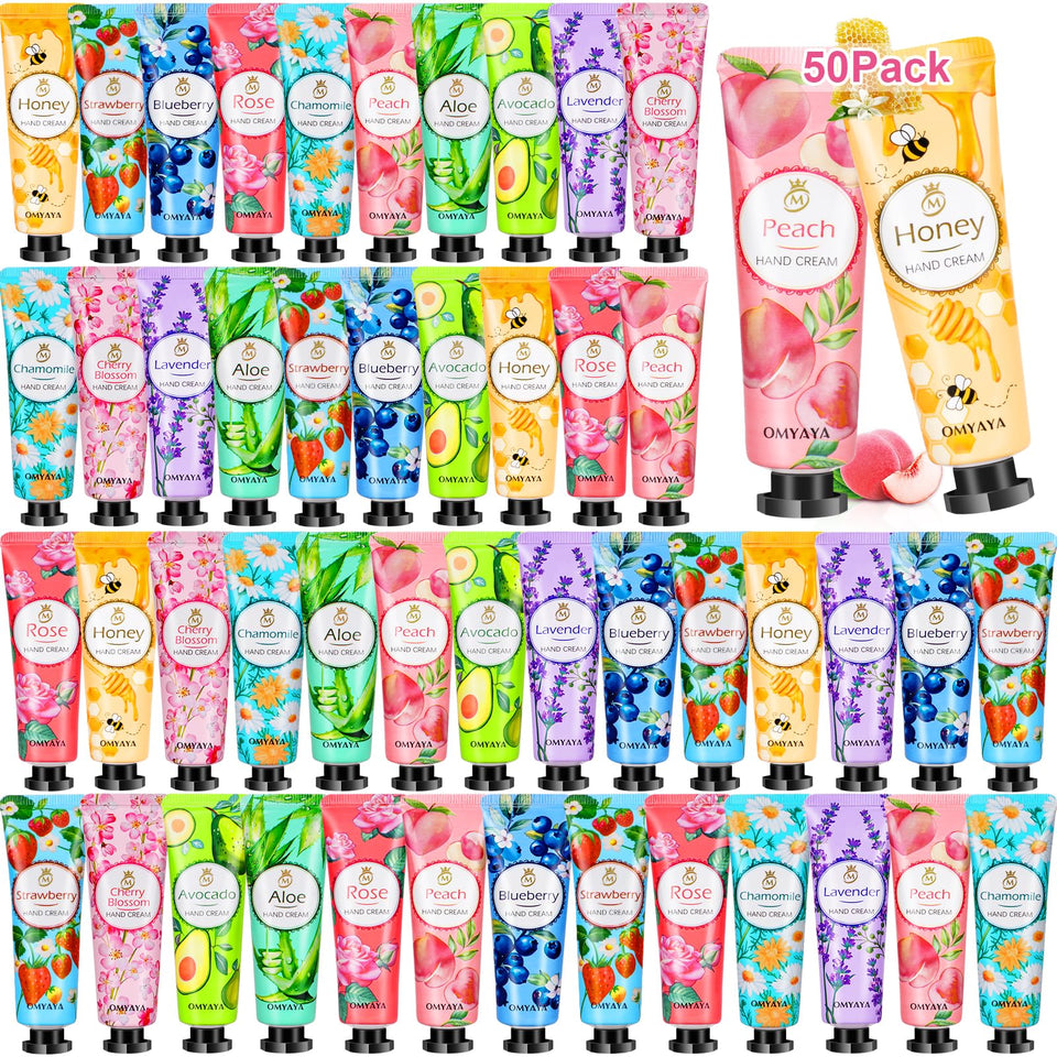 YUEONEWIN front packaging showing 50-pack hand cream set and easy gifting benefit