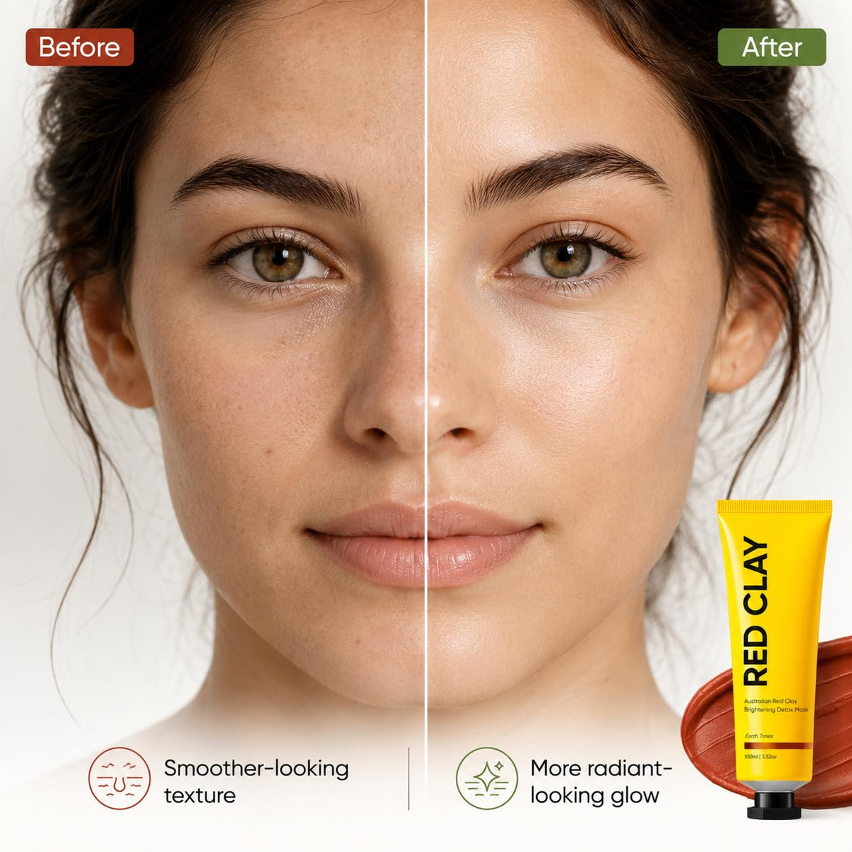 YUJIAS mask applied on cheek demonstrating even coverage and hydration