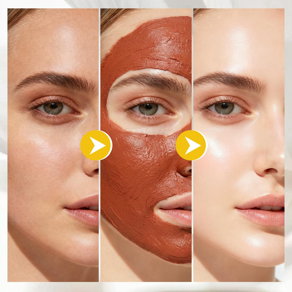 YUJIAS ingredients layout with clay and extracts showing natural botanicals