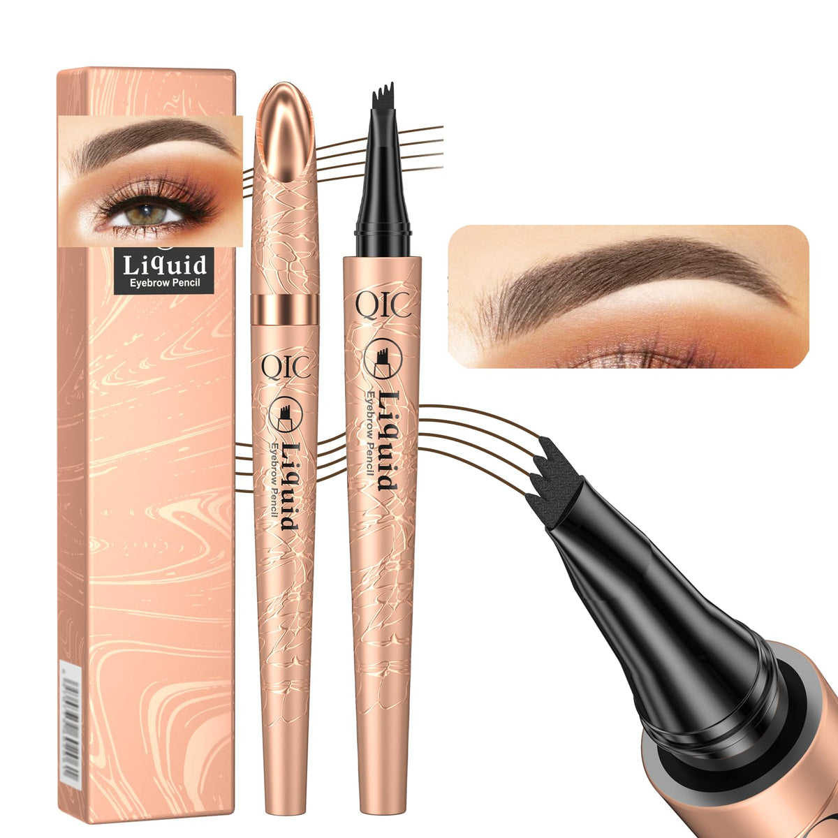Yulinlon brow pen front packaging showing compact, travel-ready design and shade