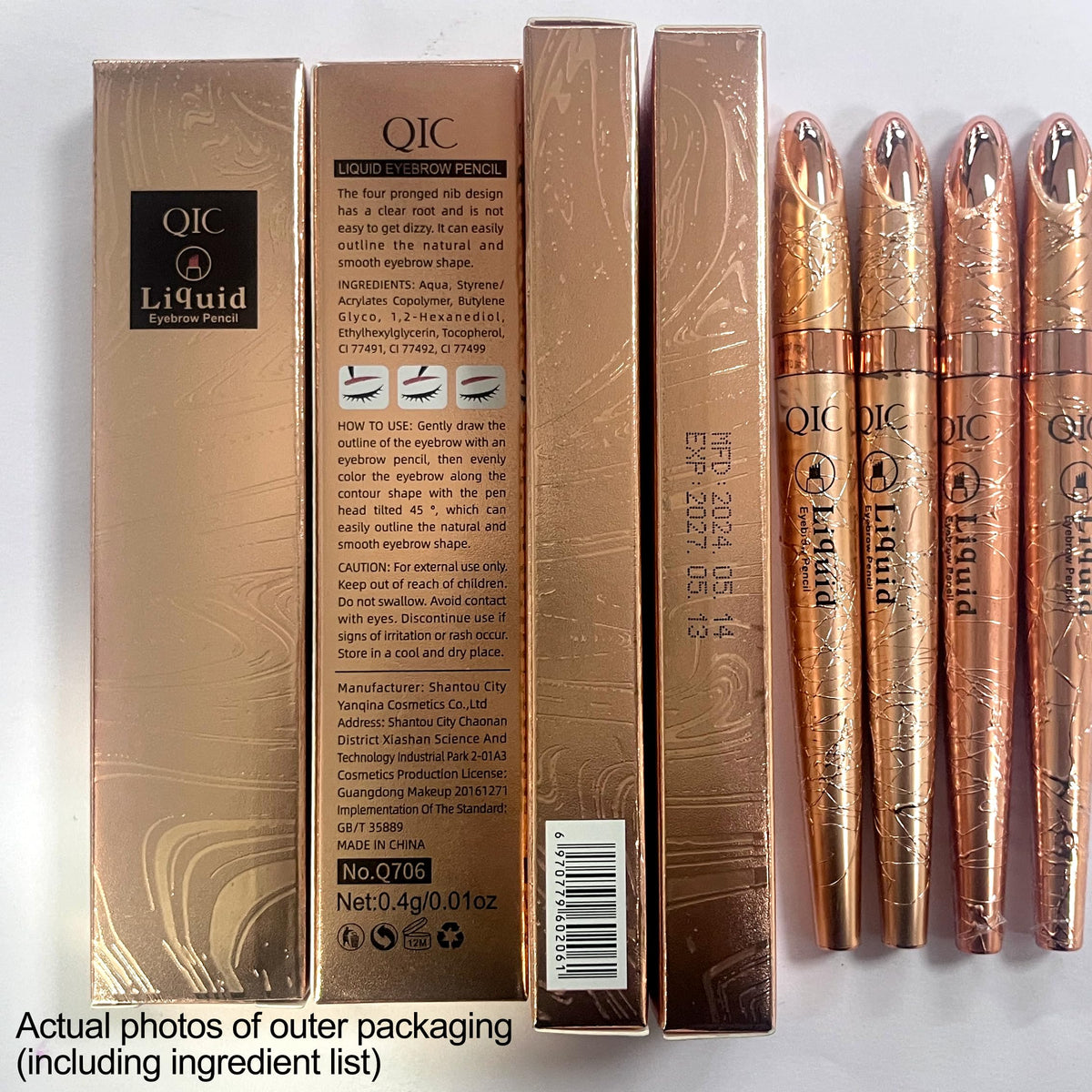 Yulinlon label and ingredients detail showing waterproof, smudge-proof formula