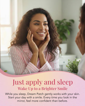 yumegocochiLABO smile line patch placed beside mouth to smooth nasolabial folds
