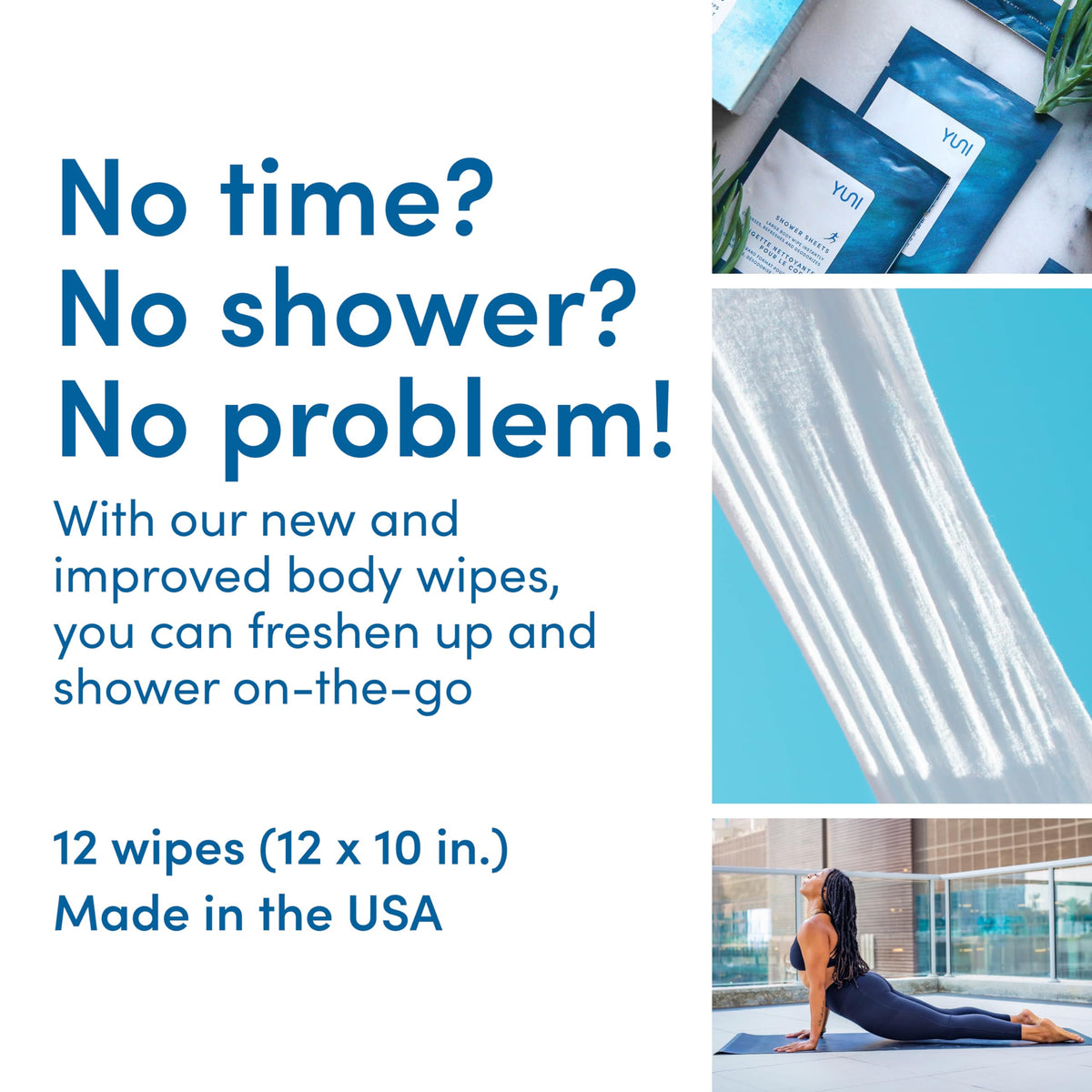 YUNI Beauty wipe used after workout providing quick refresh benefit