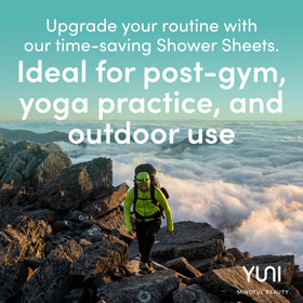 YUNI Beauty open individual packet showing portable freshening benefit