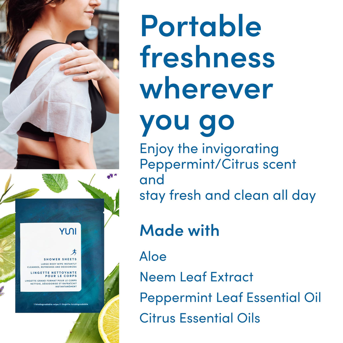 YUNI Beauty close-up of wipe texture highlighting gentle cleansing