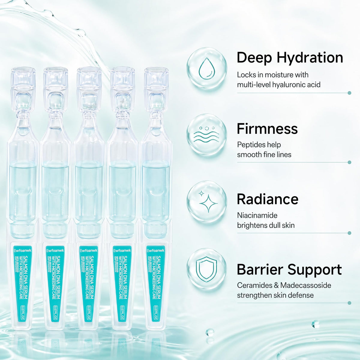 YUOJUNES ingredients label closeup revealing peptides and PDRN