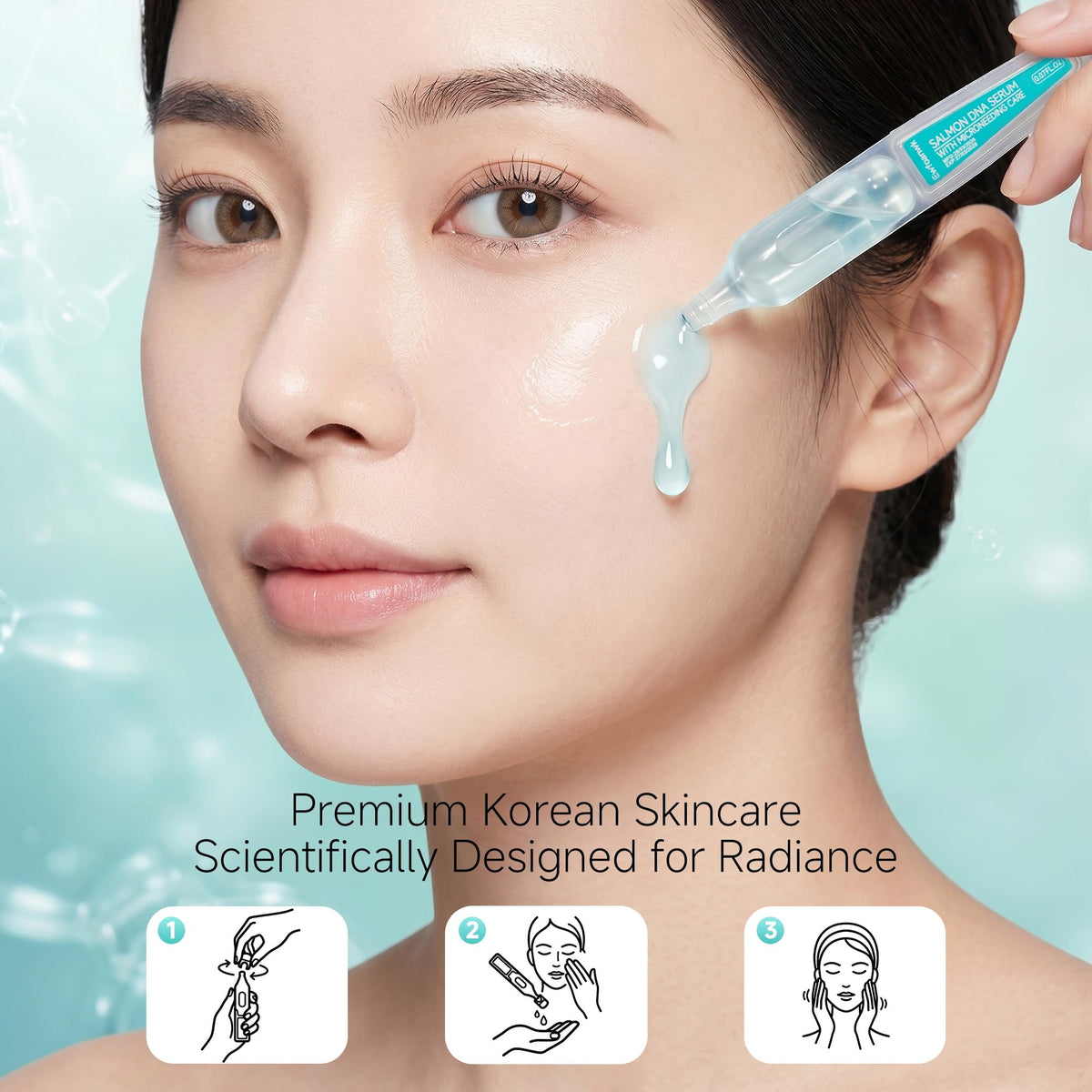 YUOJUNES ampoules staged on bathroom shelf for daily routine
