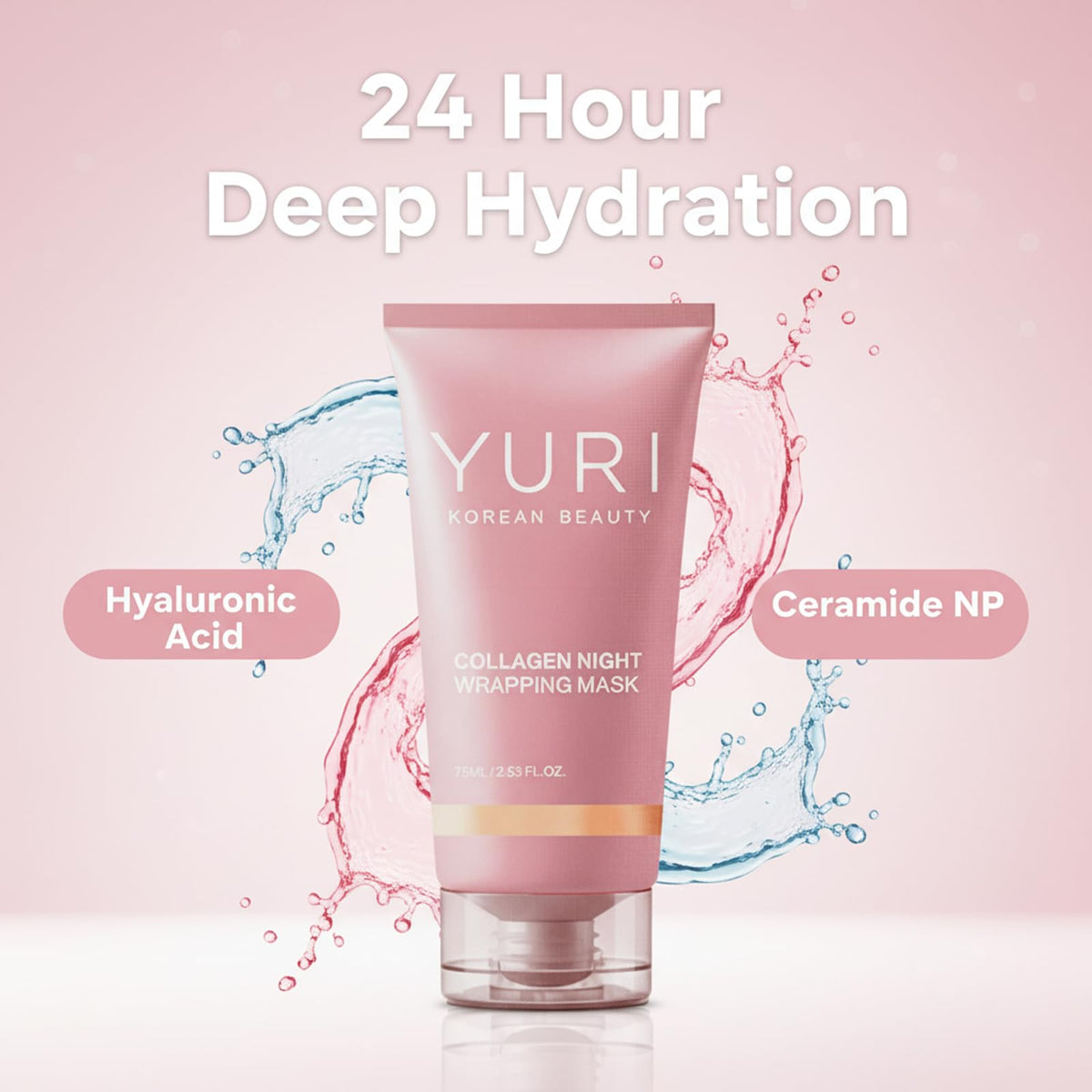 YURI BEAUTY botanicals and collagen visuals conveying natural moisture support