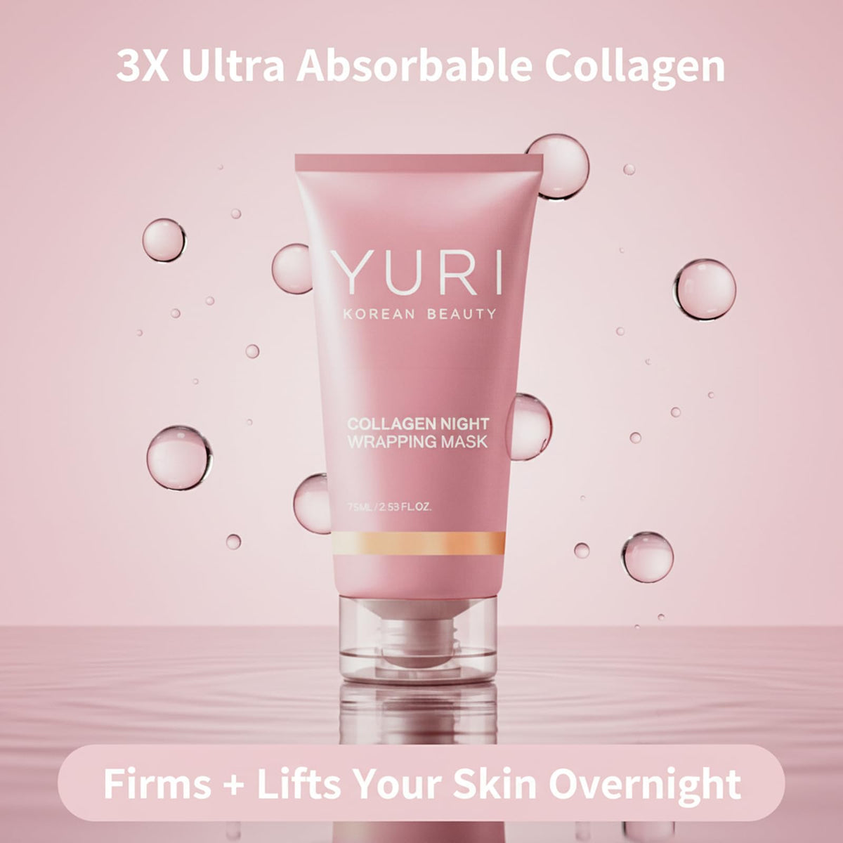 YURI BEAUTY jar beside hand showing product size and travel-friendly benefit