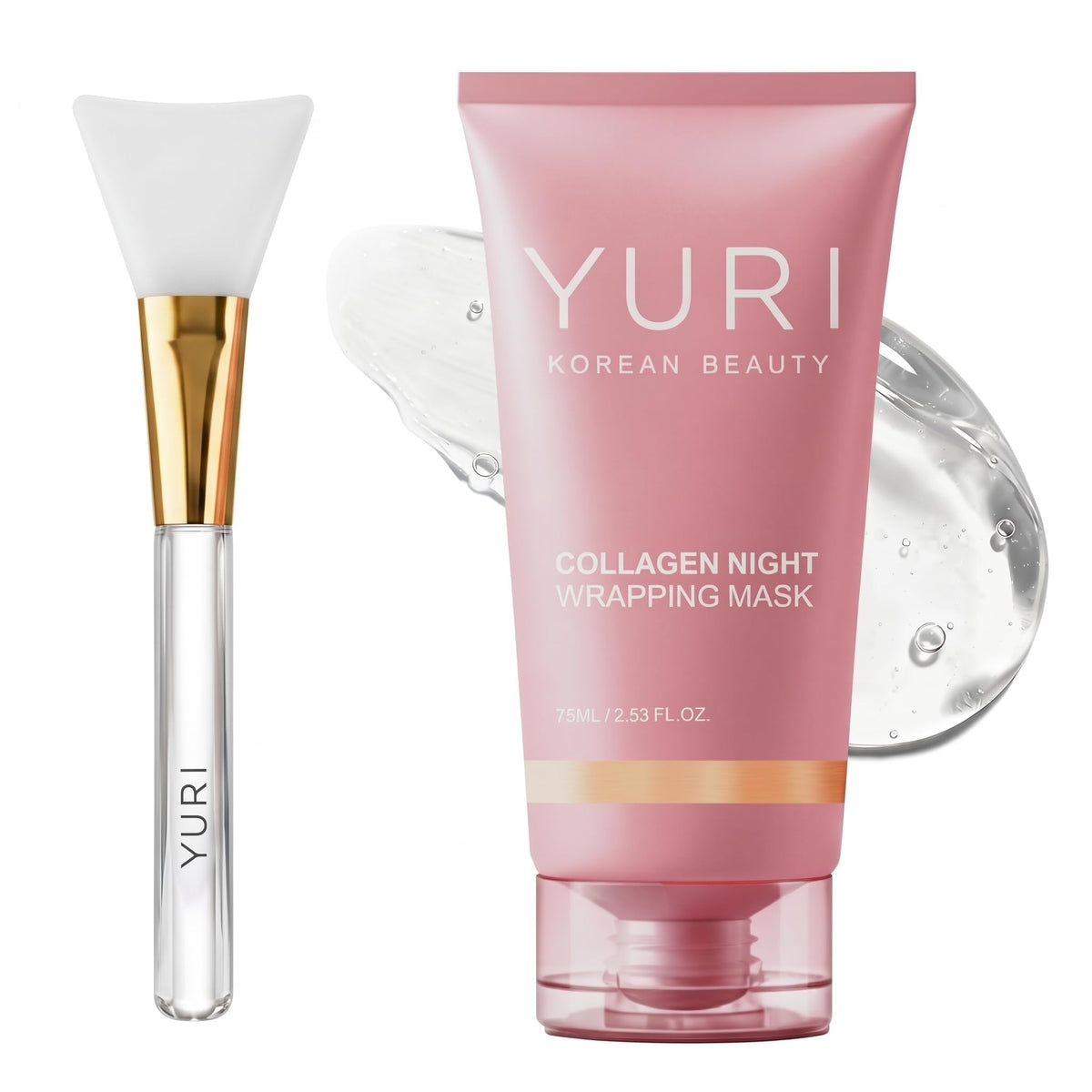 YURI GLOW front packaging showing product name and benefits for overnight care
