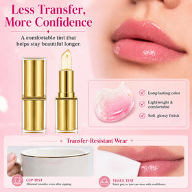 Yurisphere lipstick applied on lips demonstrating glossy finish and comfort