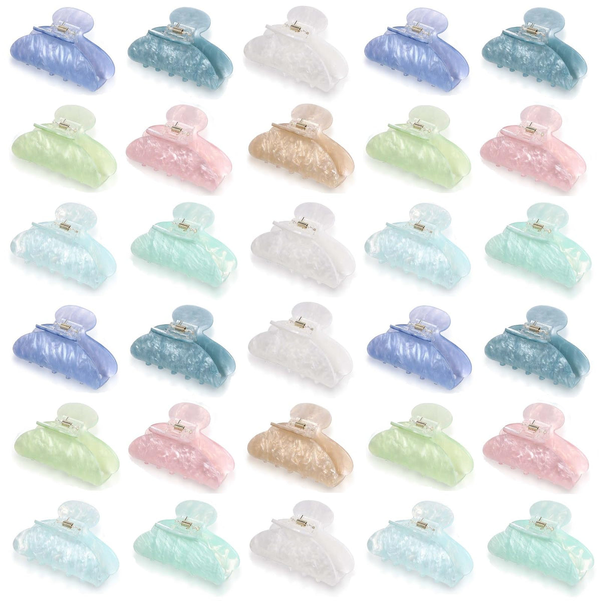 Yuxung front pack display showing 32 colorful acrylic clips for easy styling