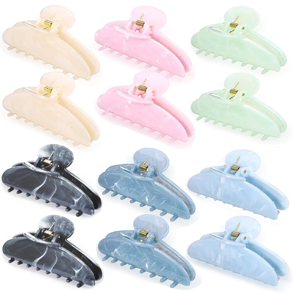 Yuxung front view of 12-piece marble clips showing color variety and gift-ready look