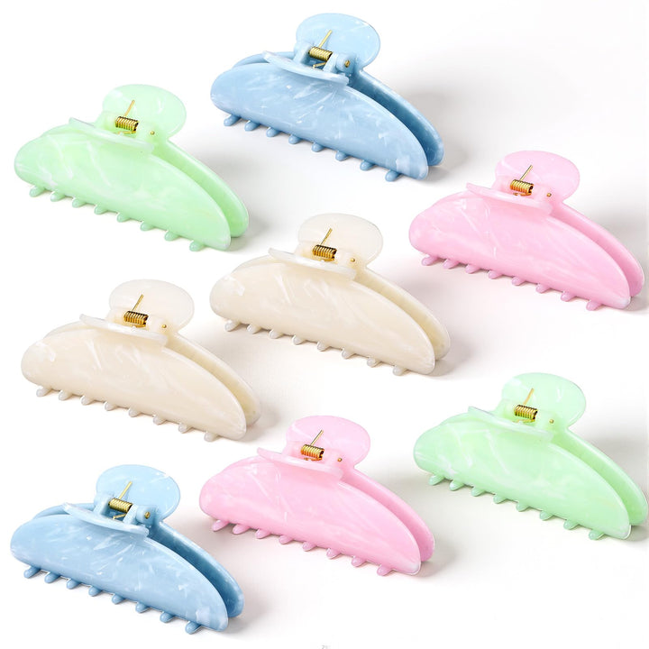 Yuxung front view of eight marble and pastel clips showing variety and style benefits