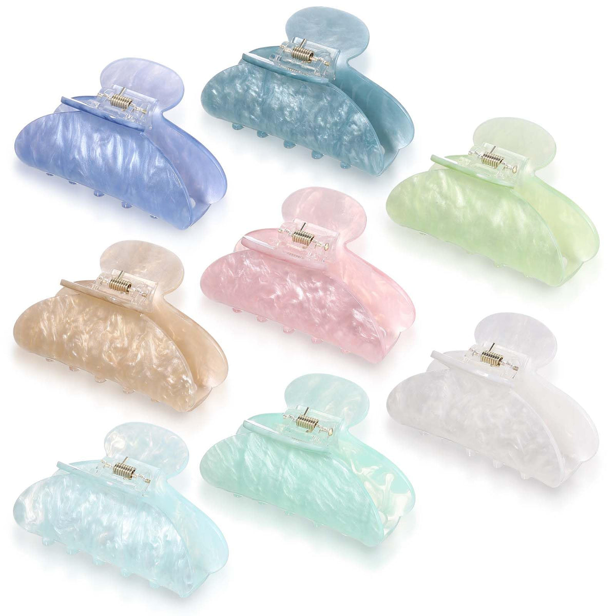 Yuxung front view of eight multicolor clips showing selection and style benefits