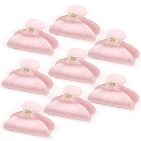 Yuxung front view of eight pink claw clips showing matching set benefit