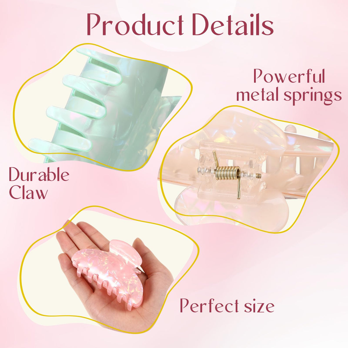 Yuxung clips held in hand demonstrating 3.35-inch size and portable convenience
