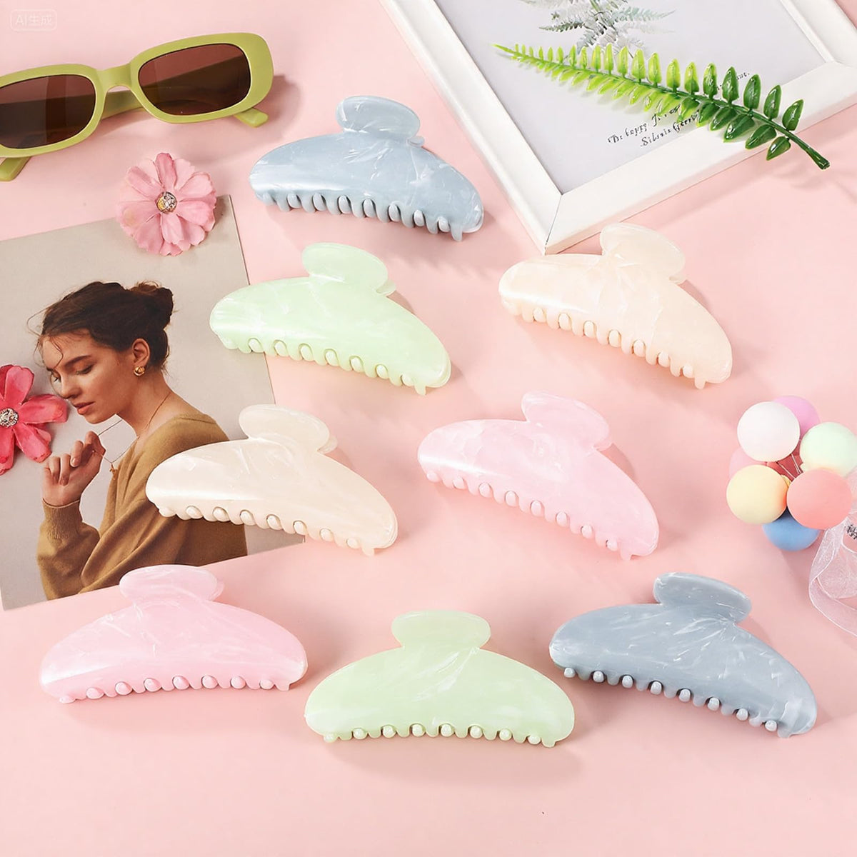 Yuxung clips arranged on a beauty table suggesting gift-ready, versatile accessories