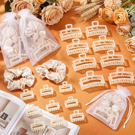Yuxung champagne scrunchie texture showing satin softness and gentle hold