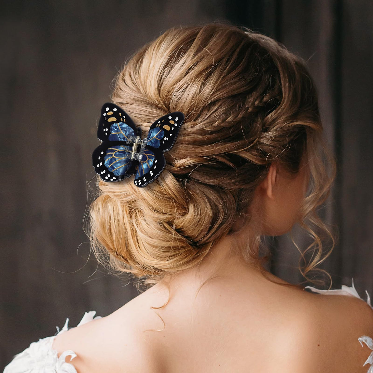 Yuxung purple butterfly clip side profile, vibrant accessory for looks