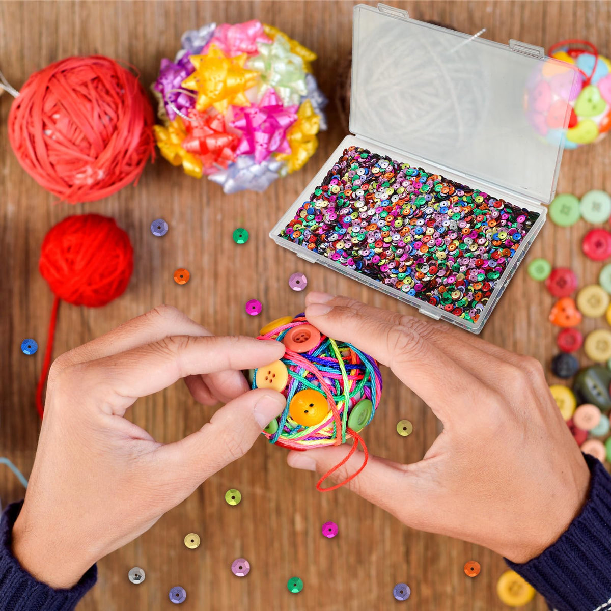 Yuxung open storage box with sequins illustrating tidy storage and quick access