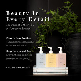 YUZU bottle on bathroom shelf in lifestyle setting suggesting daily routine and uplifting scent