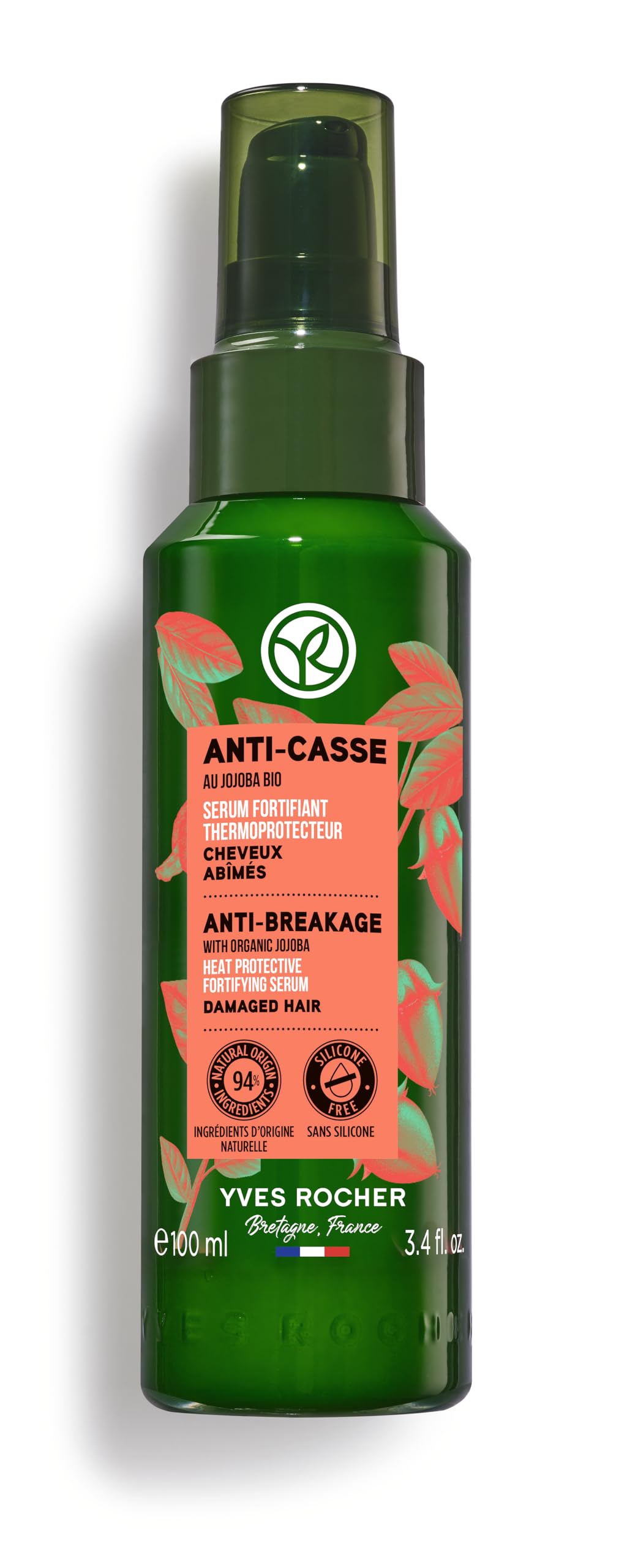 Yves Rocher front packaging showing 100ml bottle and label, clear benefit visible