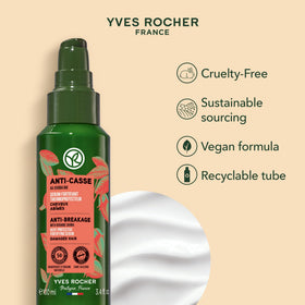 Yves Rocher bottle next to ruler showing 100ml size and travel-friendly benefit