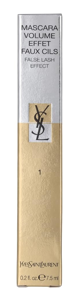 Yves Saint Laurent mascara texture stroke on white surface showing rich high-density black pigment